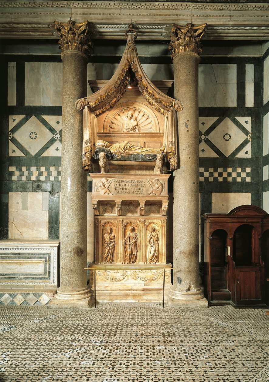 Italie, Toscane, Florence, baptistère de Saint-Jean, tombeau en marbre conçu par Donatello et Michelozzo pour le cardinal Baldassarre Coscia, antipape nommé Jean XXIII - Donatello