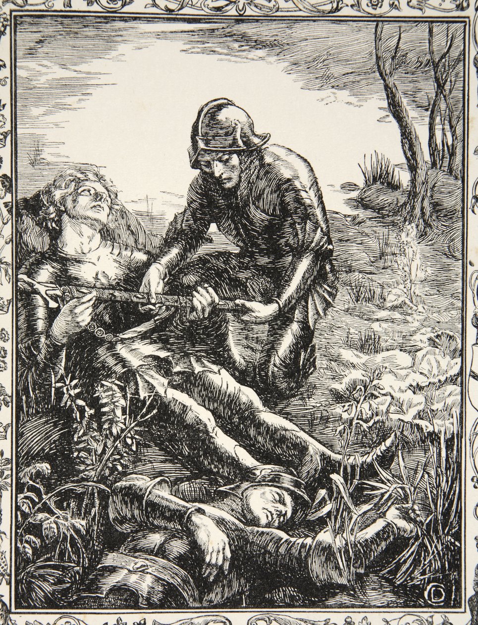 Arthur donne Excalibur à Sir Bedevere, illustration de 