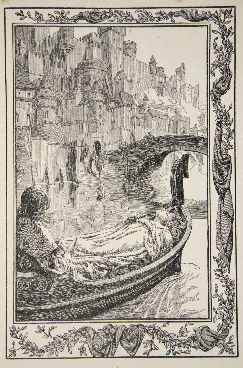 La barge flottait sur la rivière, illustration de 