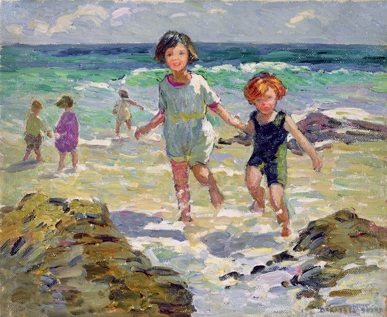 Enfants pagayant (huile sur toile) - Dorothea Sharp