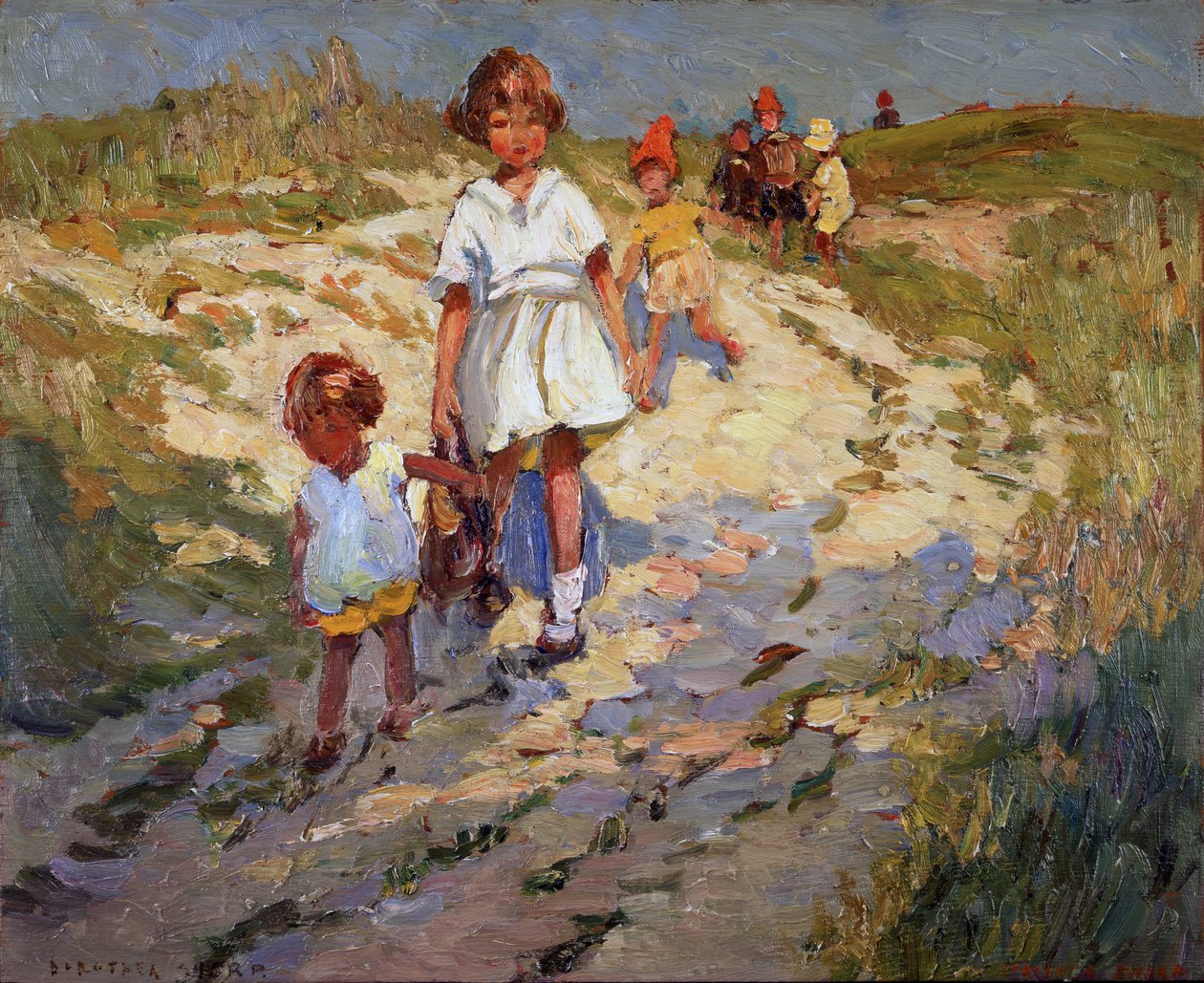 Dans les dunes (huile sur carton) - Dorothea Sharp