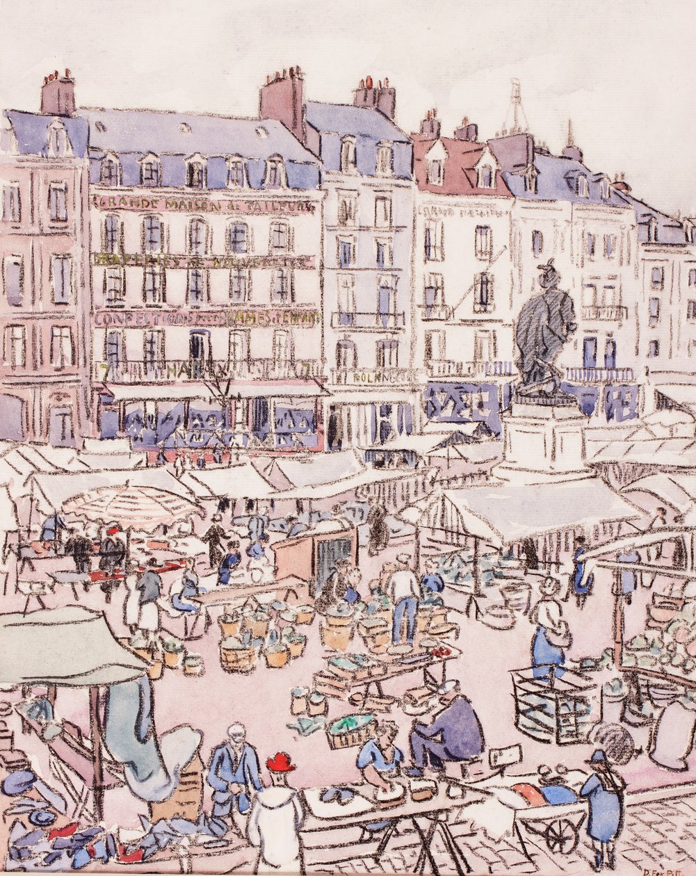 Place Nationale, Dieppe, vers 1910 - Douglas Fox Pitt