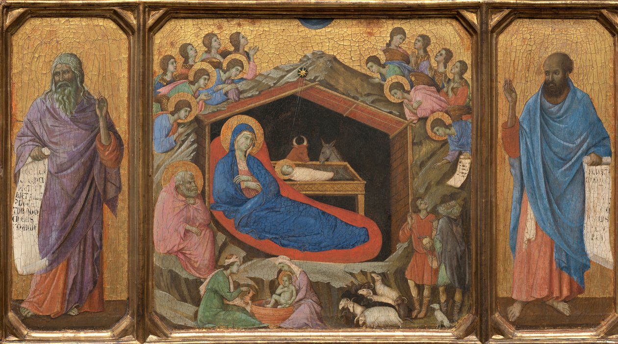 La Nativité avec les prophètes Isaïe et Ezéchiel - Duccio di Buoninsegna