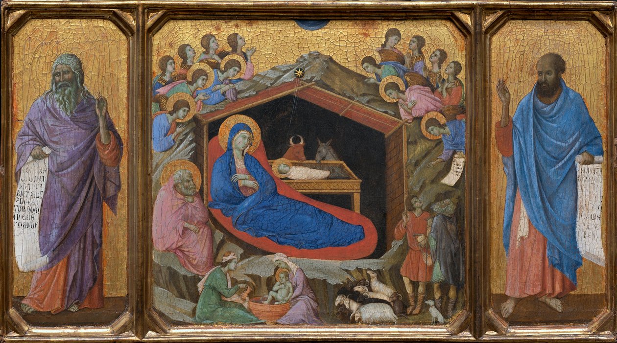 La Nativité avec les prophètes Isaïe et Ezéchiel - Duccio di Buoninsegna