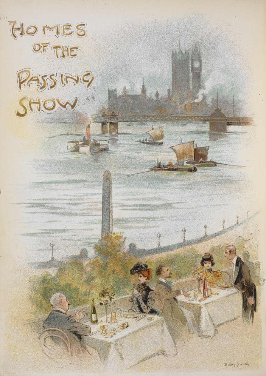 Page de titre illustrée, montrant une scène au bord de la Tamise. - Dudley Hardy