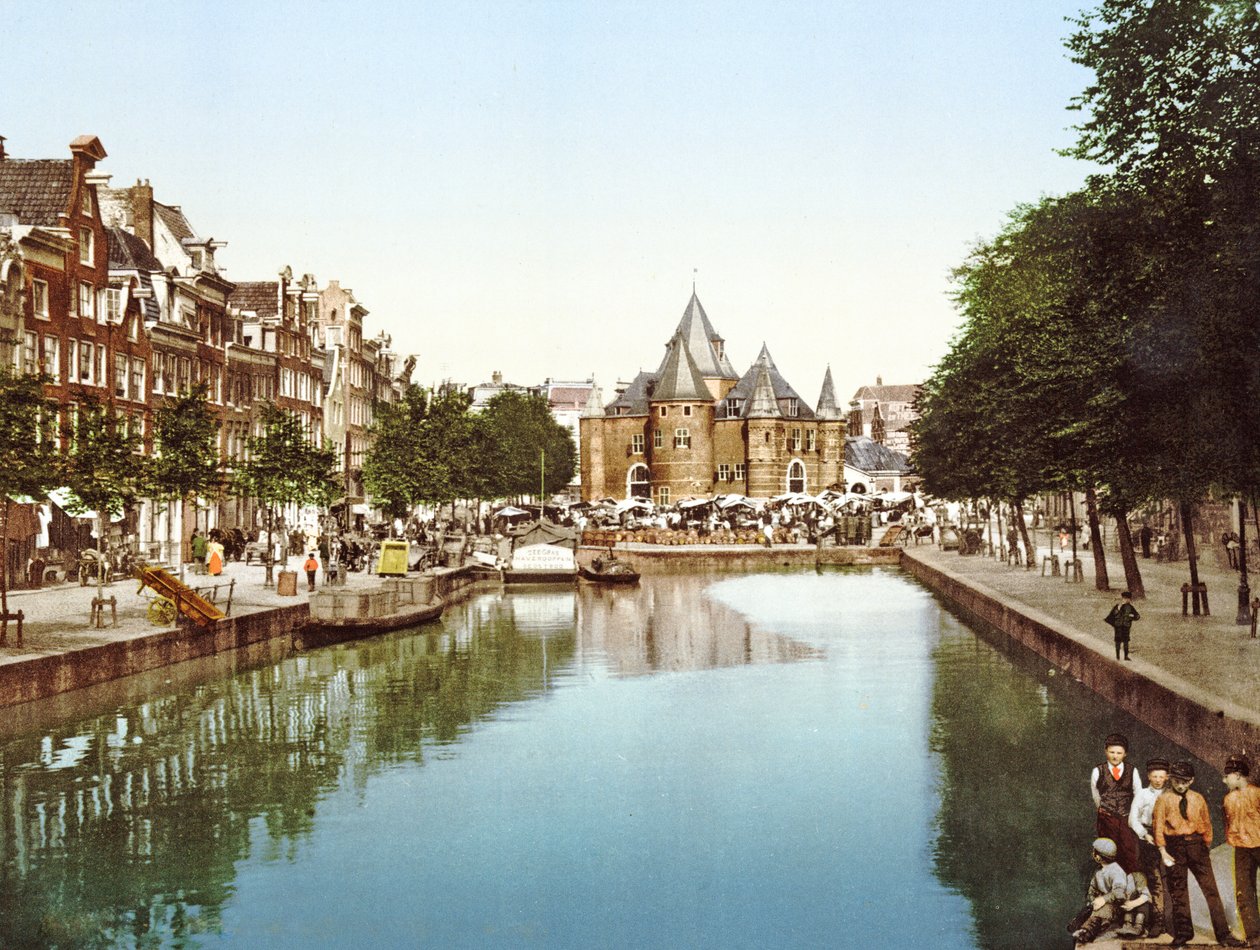 Le Nouveau Marché et la Bourse, Amsterdam, Pays-Bas, pub. vers 1900 - Dutch Photographer