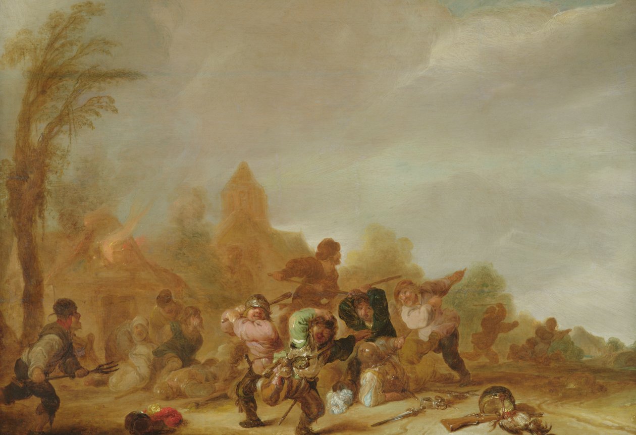 Rixe entre soldats et paysans - Dutch School