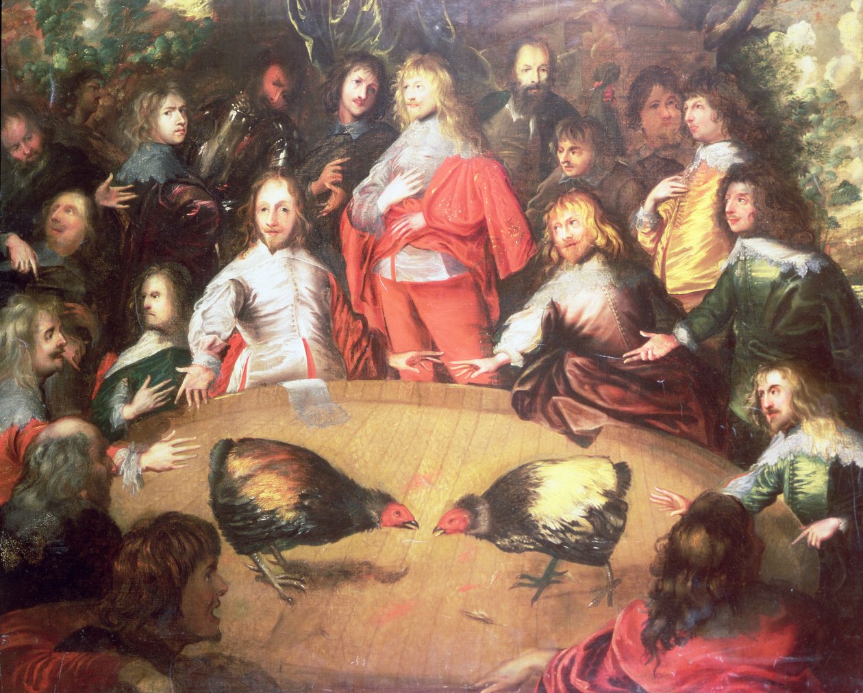 Charles Ier à un combat de coqs - Dutch School