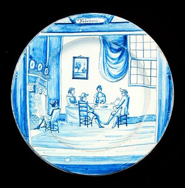 Assiette de Delft représentant le mois de février - Dutch School