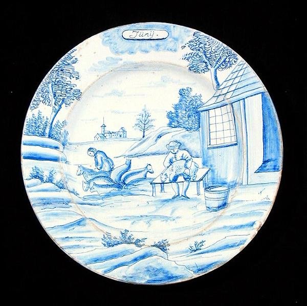 Assiette de Delft représentant le mois de juin - Dutch School