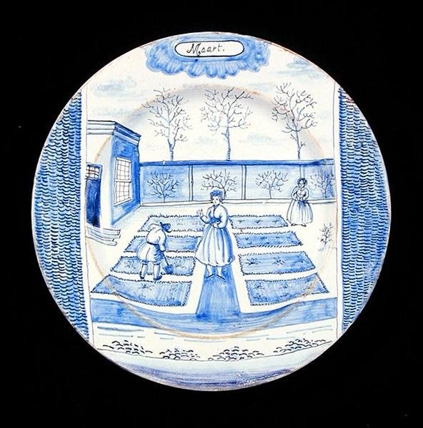 Assiette en faïence de Delft représentant le mois de mars - Dutch School