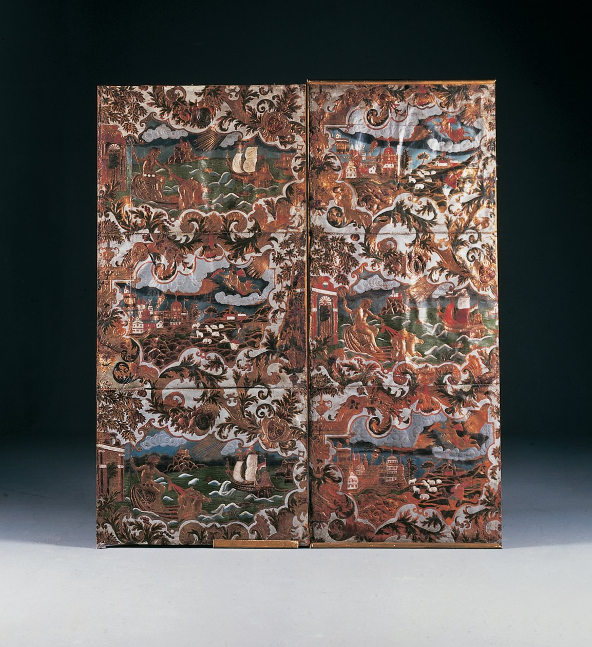 Panneaux décorés en relief et polychromes, fin du 17ème siècle - Dutch School