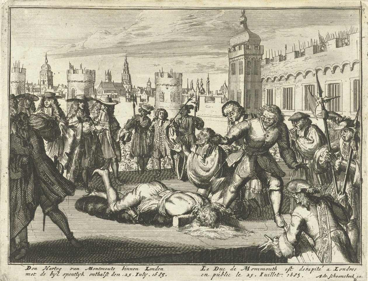 Exécution du duc de Monmouth, 15 juillet 1685 gravure - Dutch School