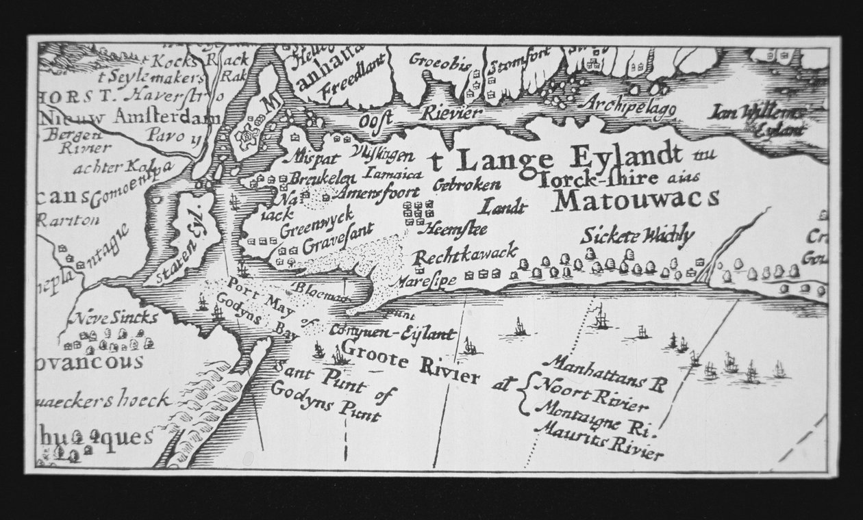 Histoire de la ville de New York : Carte hollandaise montrant la reprise de Manhattan - Dutch School