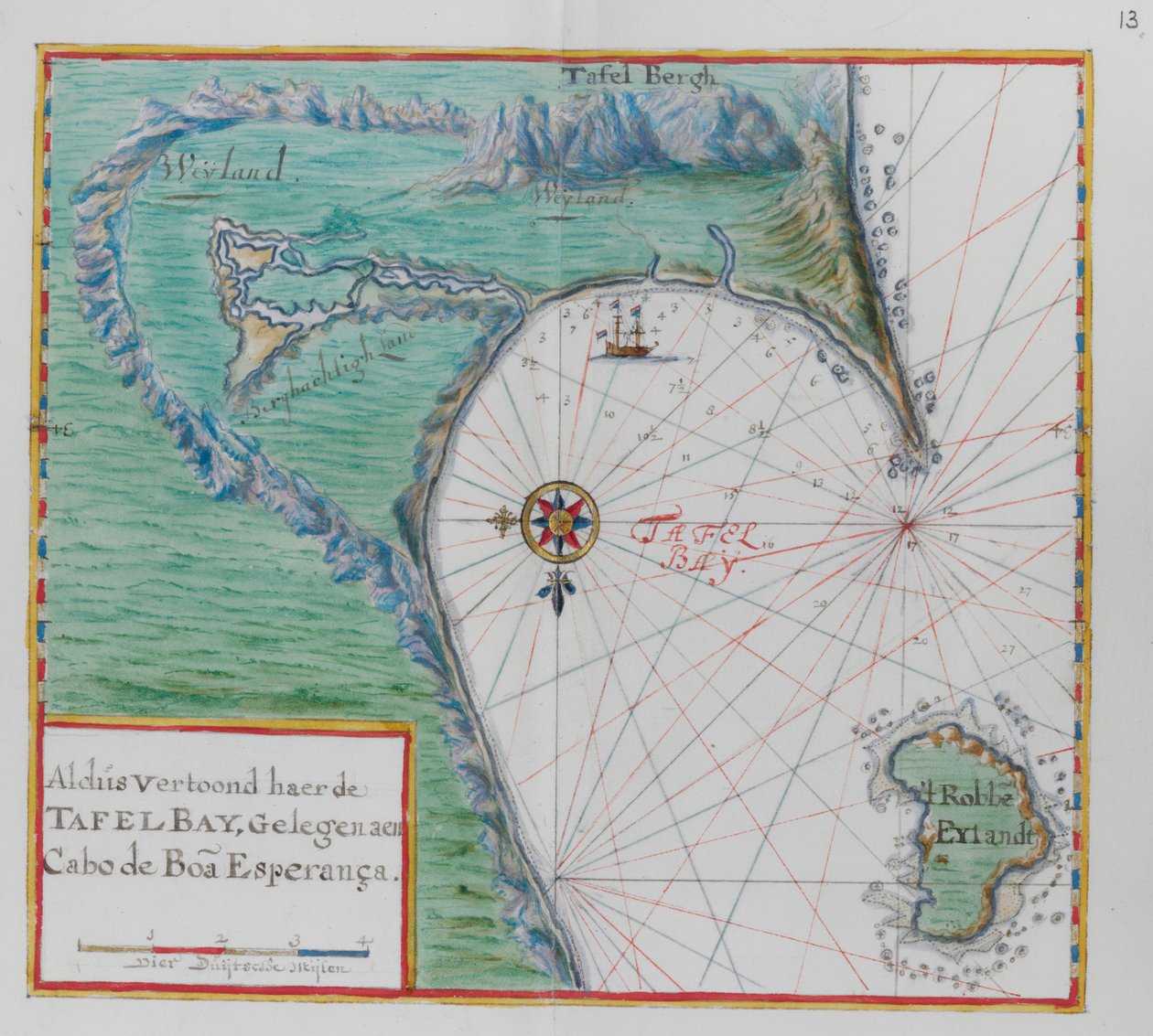 Carte du Cap de Bonne-Espérance. Baie de la Table, Afrique du Sud - Dutch School