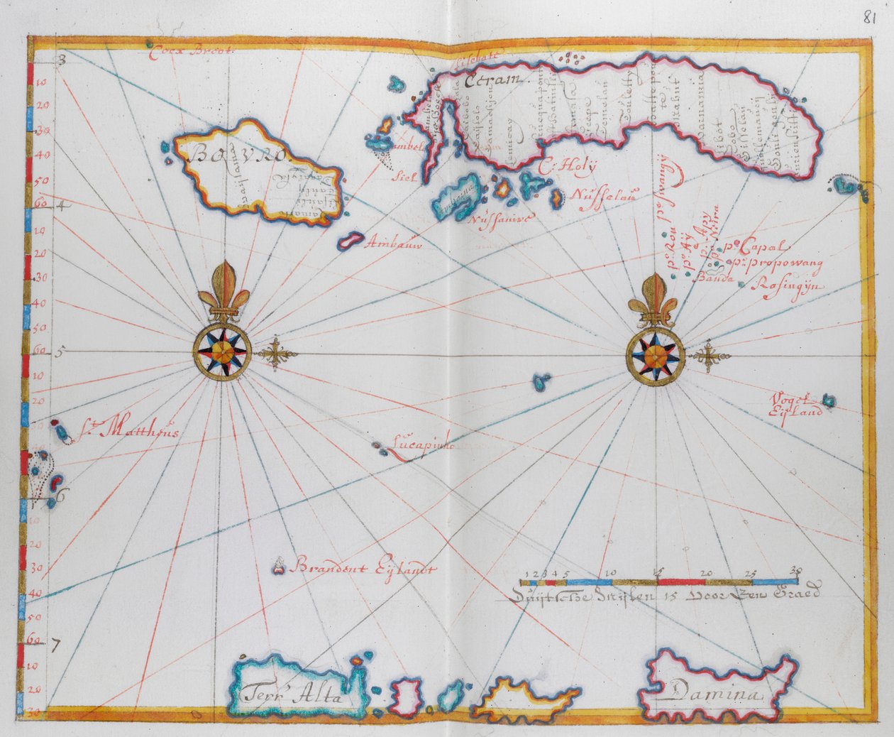 Carte de Bouro et Ceram (Seram), Indonésie - Dutch School