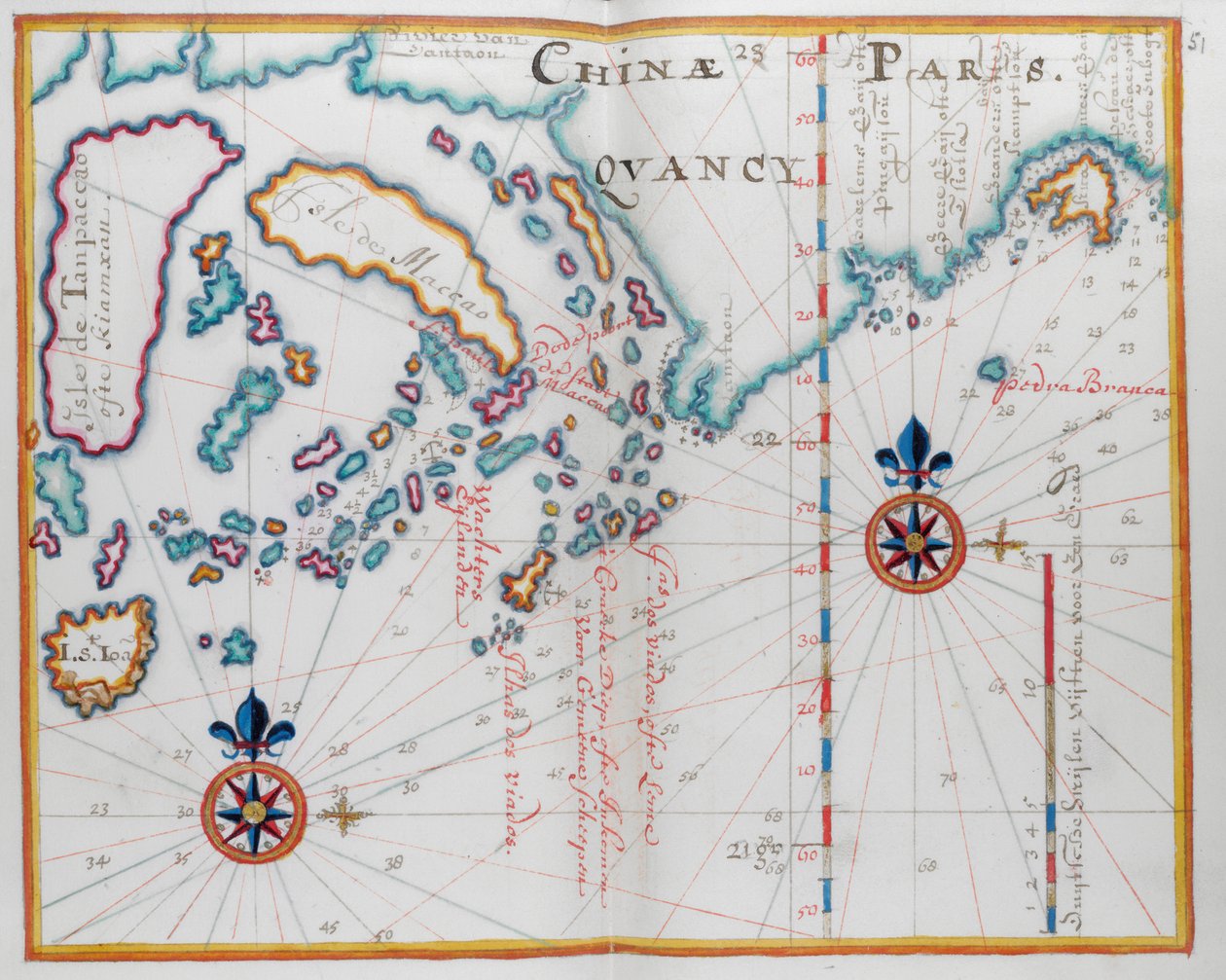 Carte montrant une partie de la côte de Chine, et des îles - Dutch School