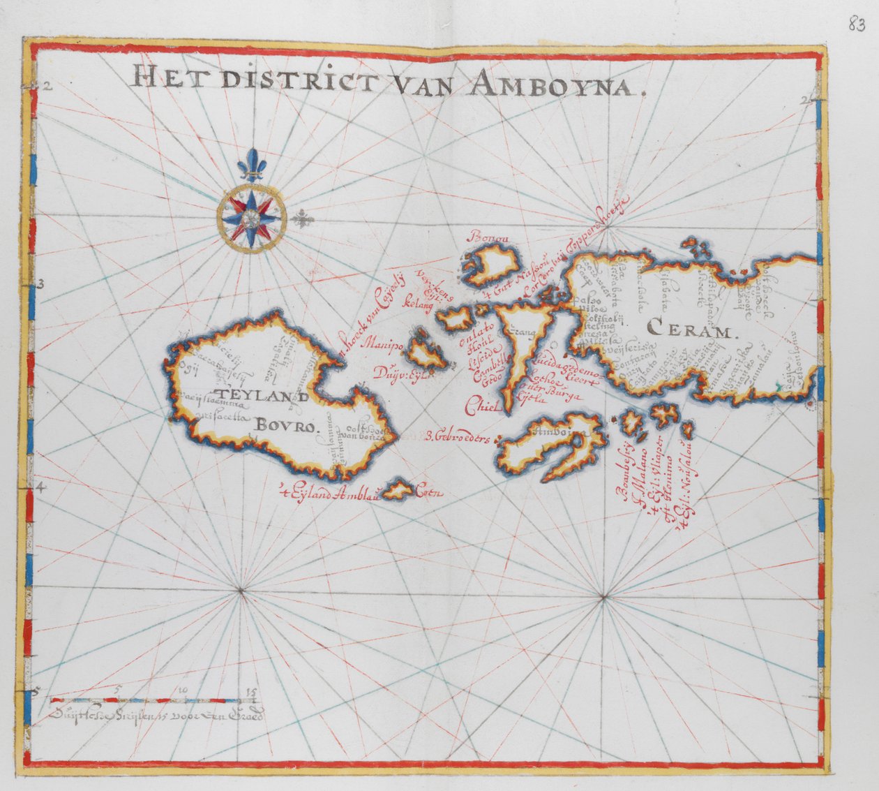 Carte des îles de Bouro et Ceram (Seram), Indonésie - Dutch School