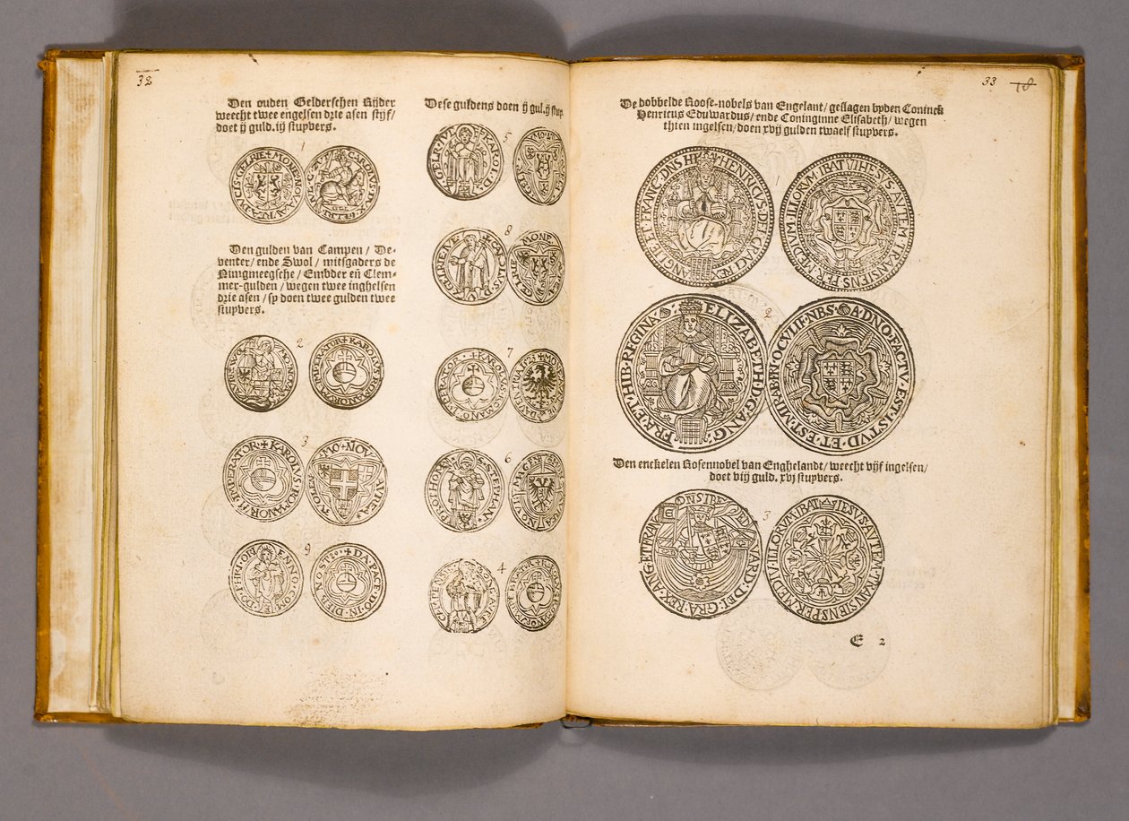 Livre de monnaie avec gravures de pièces anglaises - Dutch School