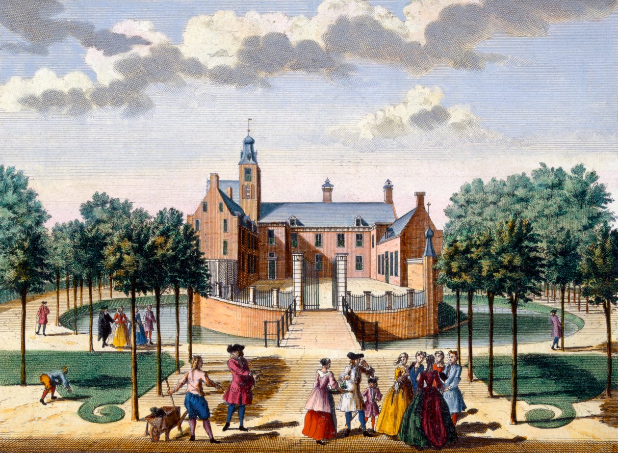 Vue de la maison Adrichem, de Het Zeganpralent Kennemerlant par Hendrick de Leth et Matthias Brouerius Van Nidek, publié vers 1700-1730 - Dutch School