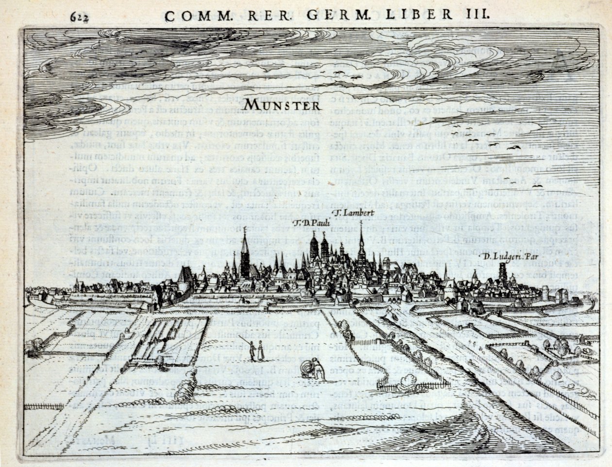 Vue de la ville de Münster, de Rerum Germanicarum, par P. Bertin, Amsterdam 1616 - Dutch School