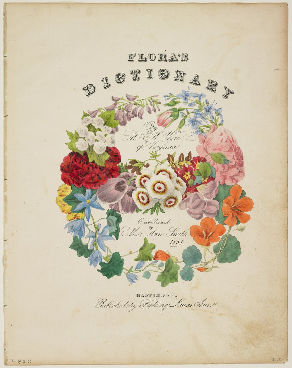 Frontispice et page de titre, Couronne de fleurs, de Flora