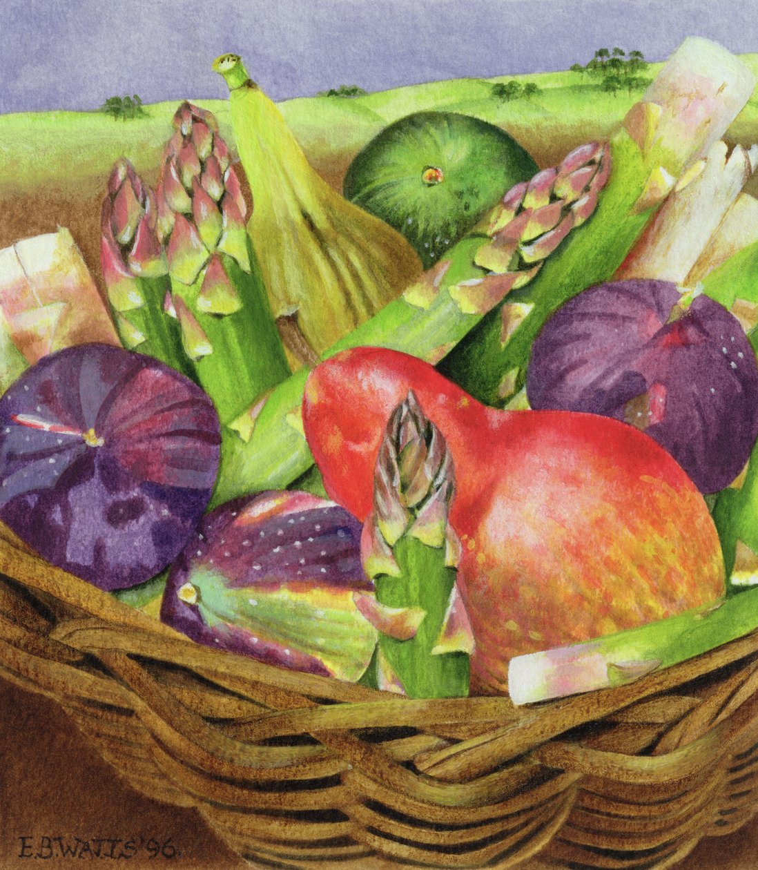 Poire rouge avec des figues et des asperges, 1996 - E.B. Watts