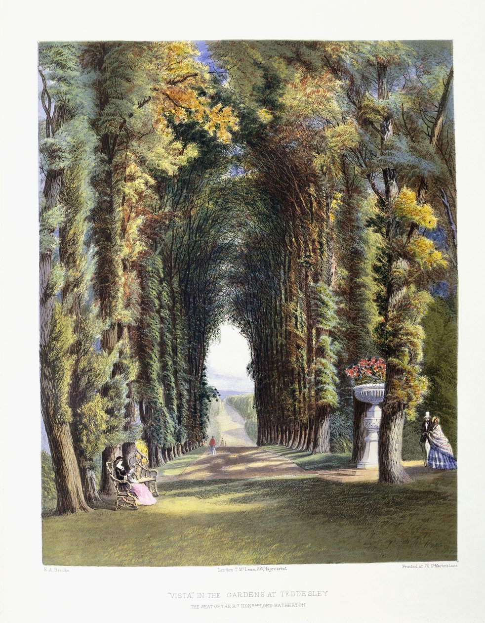 Vue dans les jardins de Teddesley, siège du très honorable Lord Hatherton, 1857 - E. Adveno Brooke
