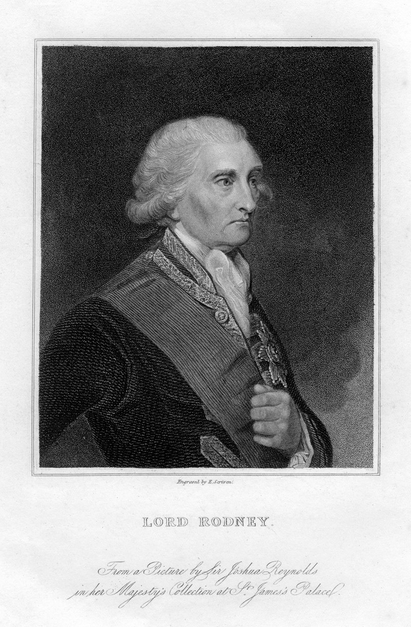 Amiral George Brydges Rodney 1719-1792, 1er Baron Rodney, 19e siècle - E. Scriven