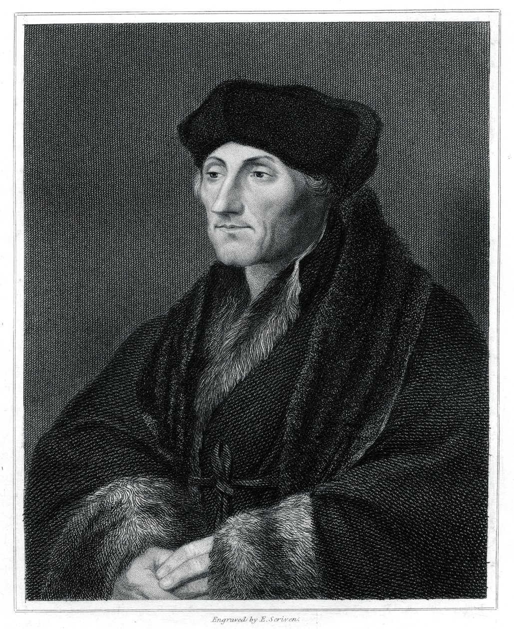 Érasme de Rotterdam, humaniste de la Renaissance, 1833 - E. Scriven