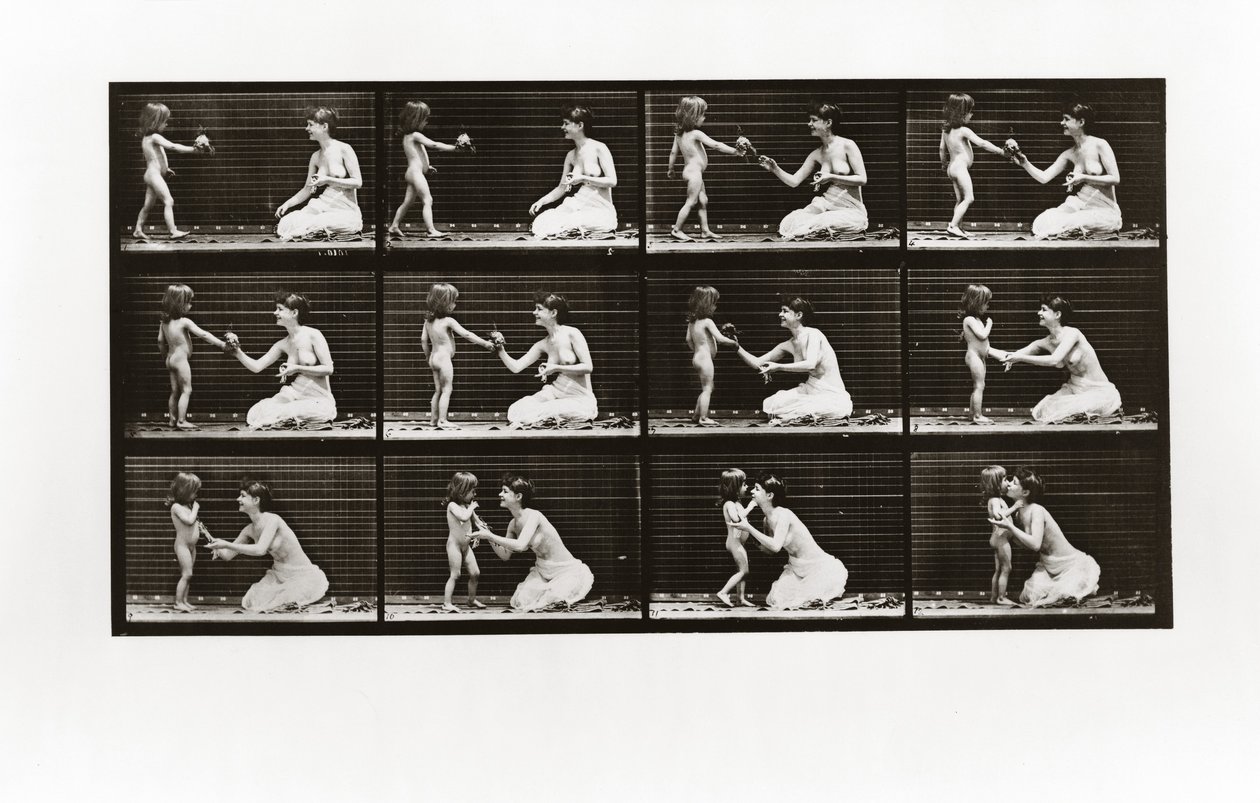 Enfant apportant un bouquet à une femme, Planche 465 de Animal Locomotion, 1887 - Eadweard Muybridge