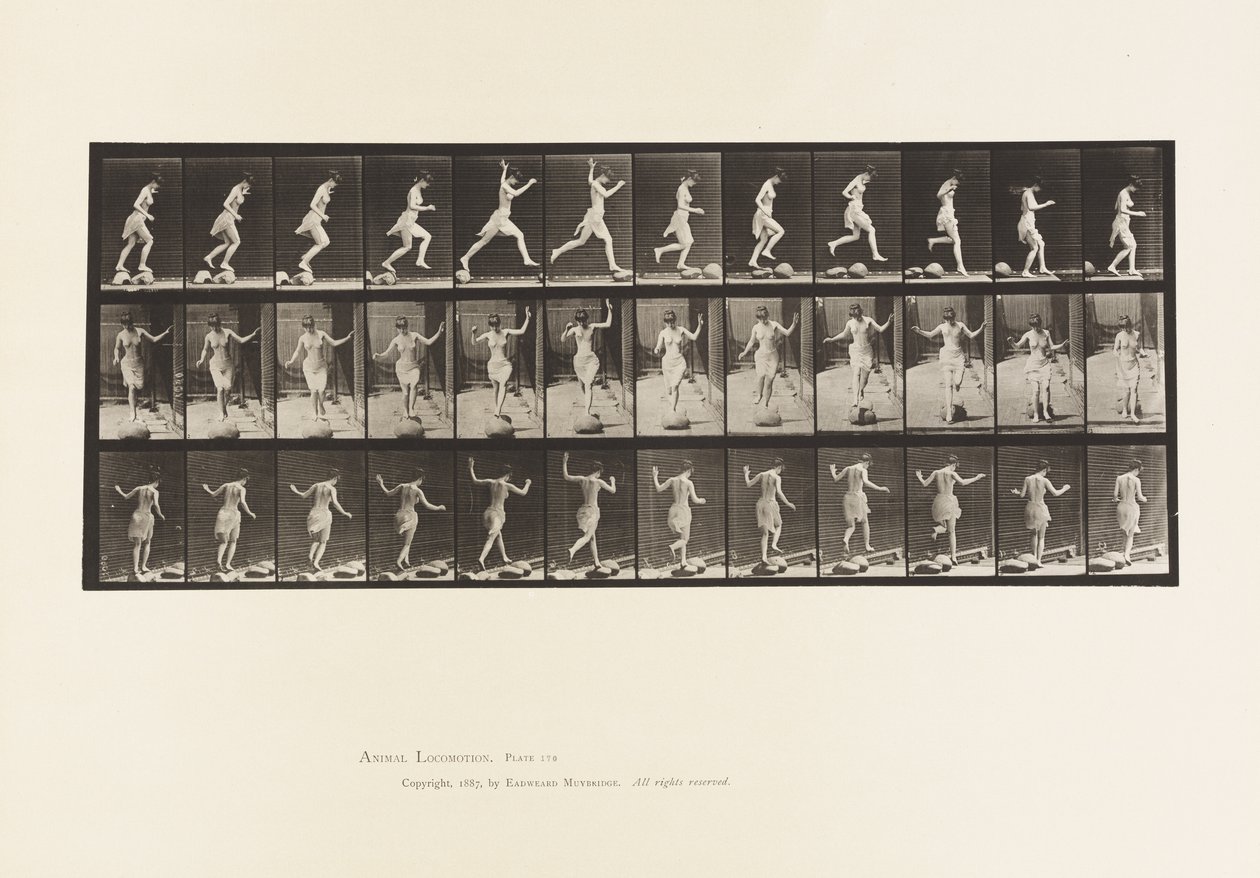 Planche 170. De pierre en pierre à travers un ruisseau, 1885 - Eadweard Muybridge