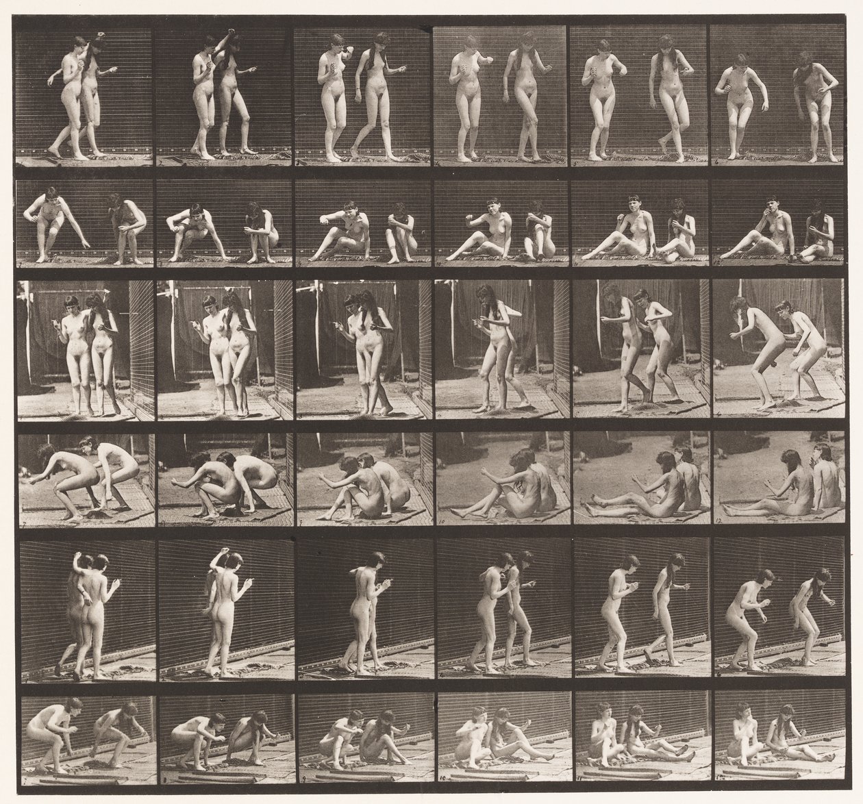 Planche 245. Deux modèles tournant autour assis par terre - Eadweard Muybridge