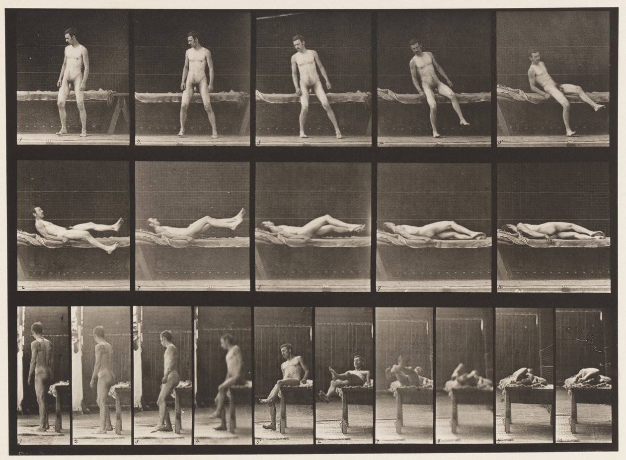 Planche 259. Allongé sur un canapé et se retournant sur le côté, 1885 - Eadweard Muybridge