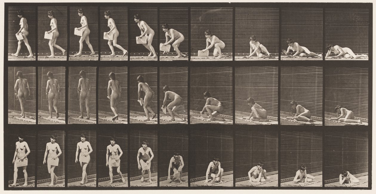 Se lever du sol avec un journal dans la main gauche - Eadweard Muybridge