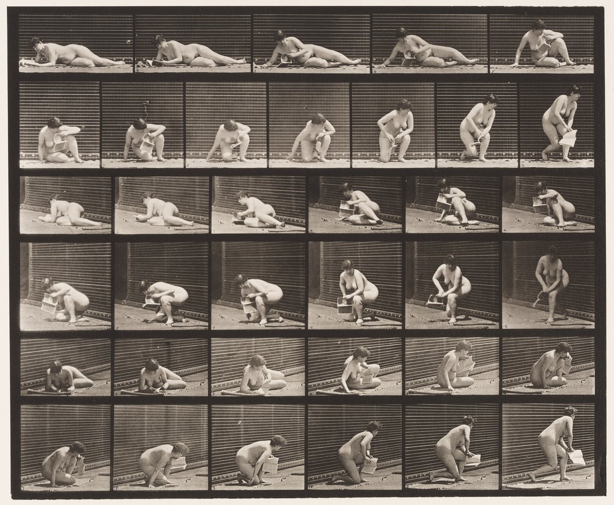 Plaque 270. Se levant du sol avec un pamphlet dans la main gauche - Eadweard Muybridge