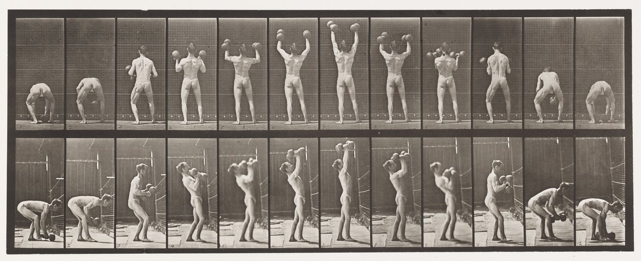 Planche 323. Soulever et abaisser deux haltères de 50 lb - Eadweard Muybridge