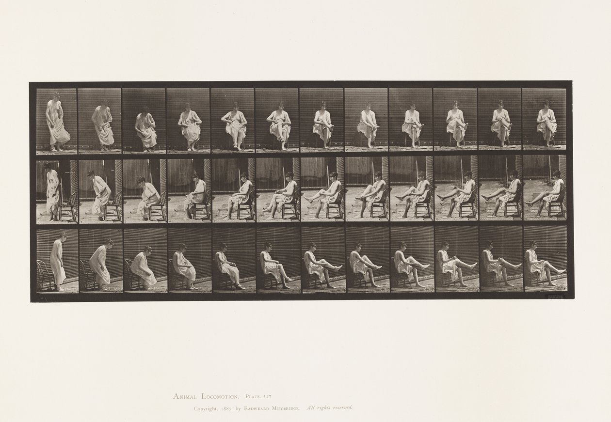 Planche 417. Toilette; Assis et Enfiler des Bas - Eadweard Muybridge