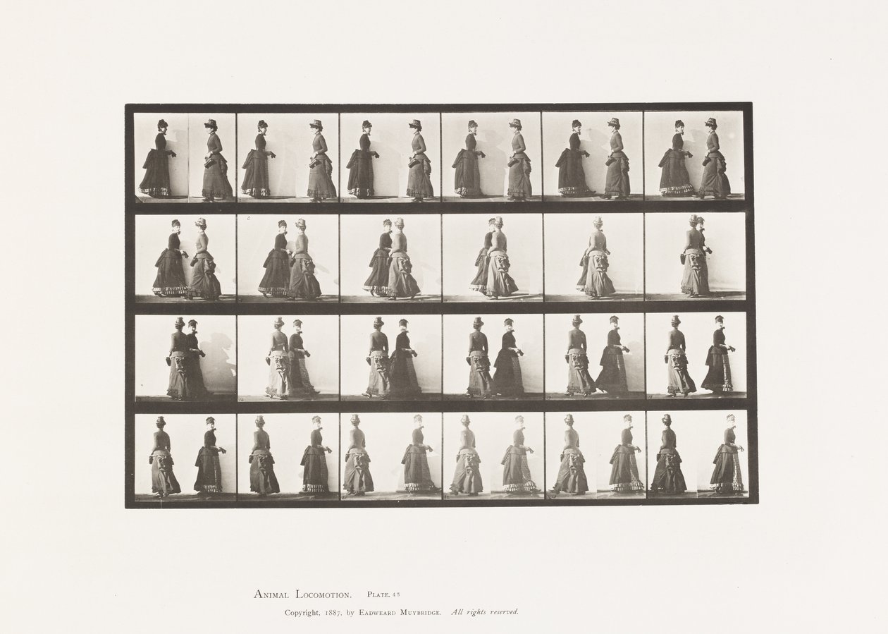 Planche 45. Marche Deux Modèles se Rencontrant et se Tournant Partiellement - Eadweard Muybridge