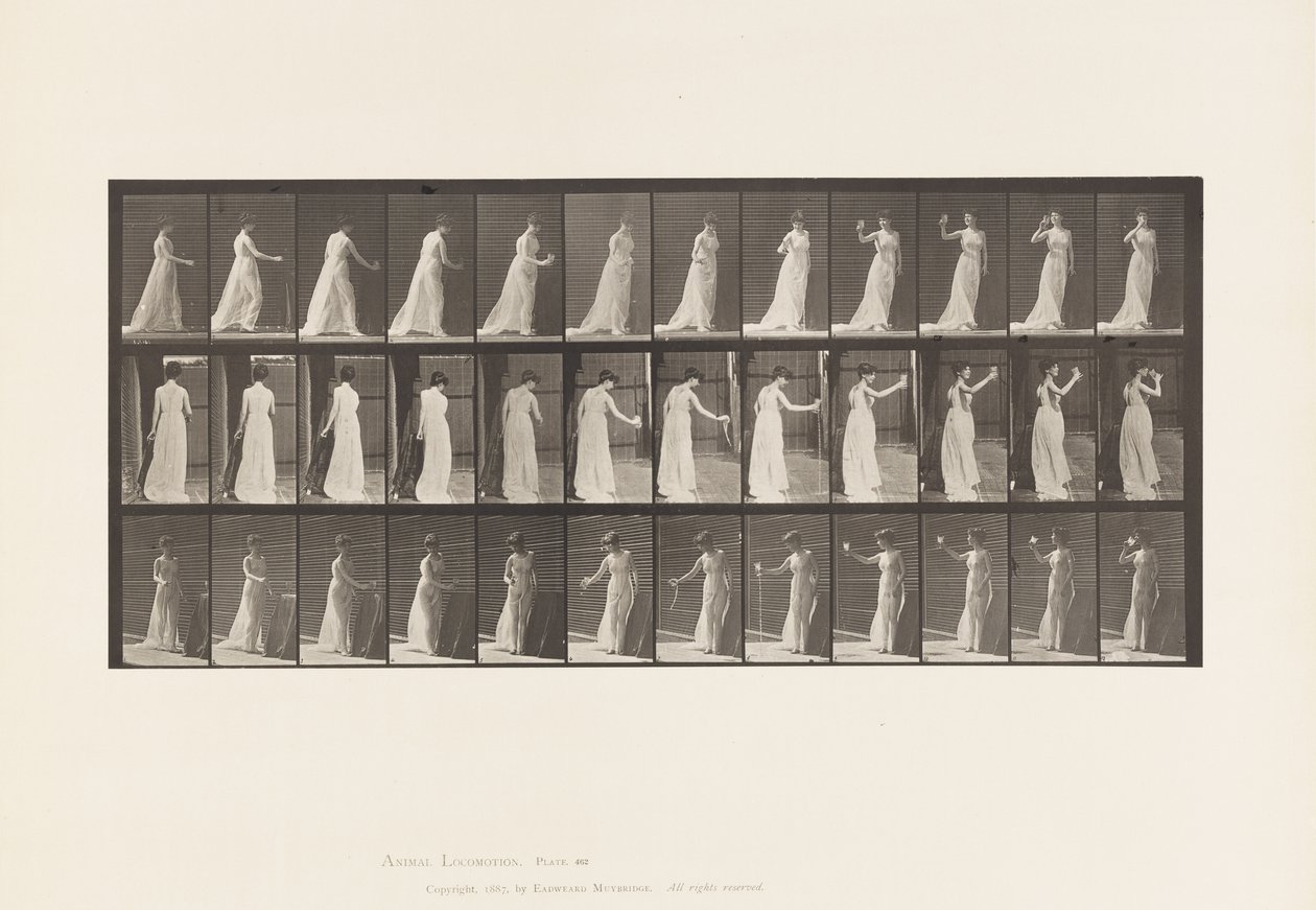 Planche 462. Versant une libation sur le sol, buvant dans une coupe, 1885 - Eadweard Muybridge