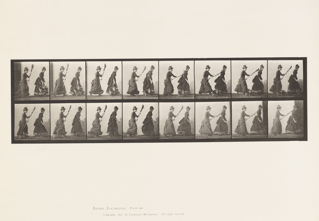 Deux modèles, 16 poursuivant 4 avec un balai - Eadweard Muybridge