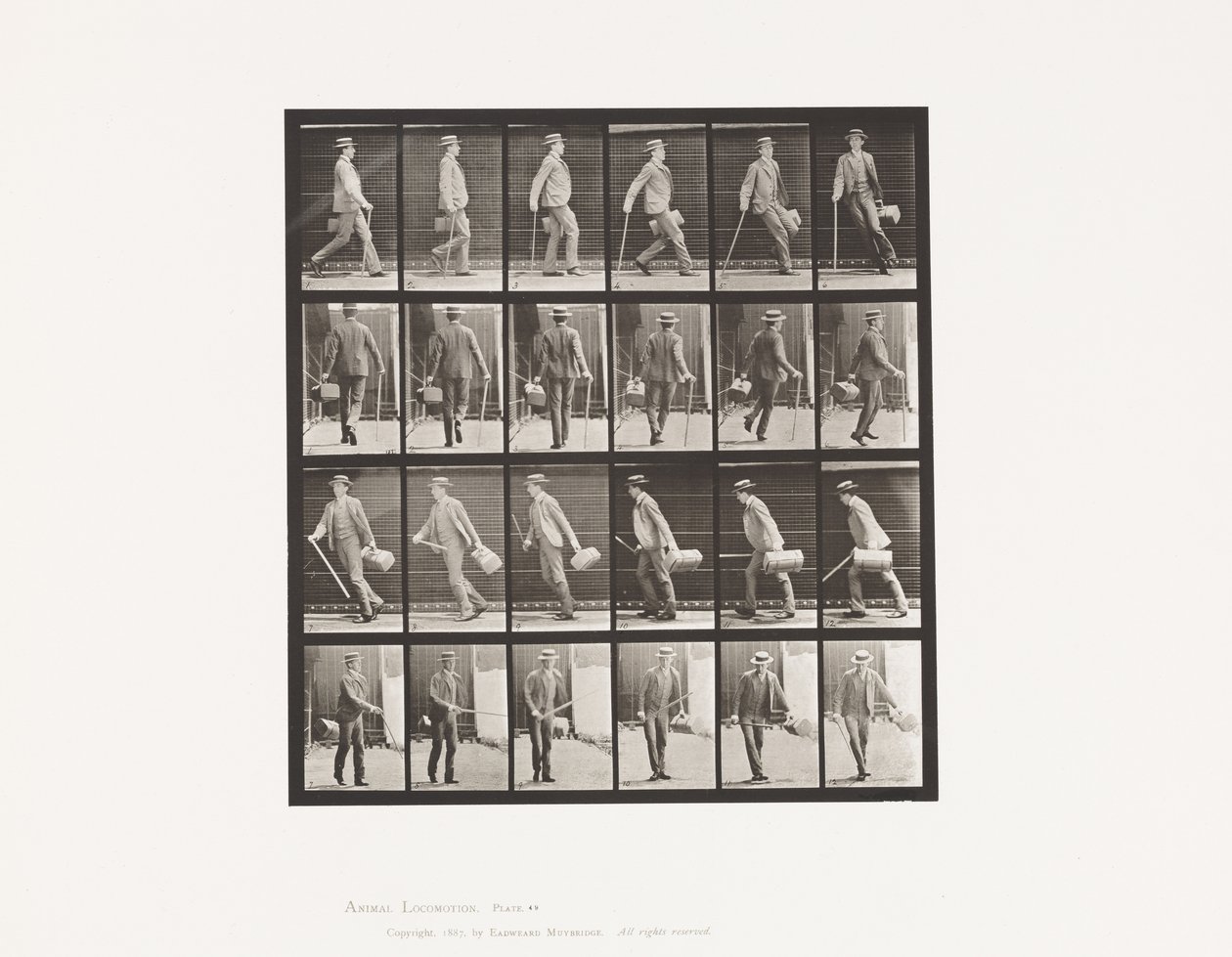 Planche 49. Marchant et se retournant rapidement - Eadweard Muybridge