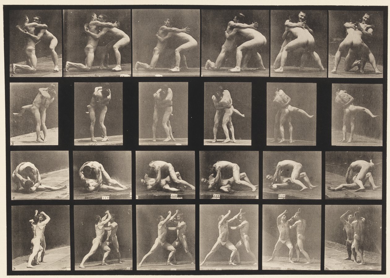 Planche 520. A, 98 et 100 Lutte; B, 98 et 100 Lutte - Eadweard Muybridge