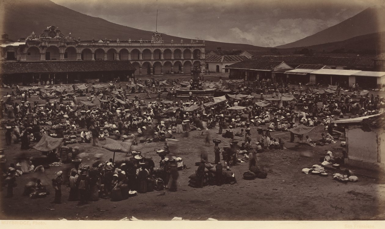 Plaza et palais du vice-roi-Antigua de Guatemala, 1877 (photo) - Eadweard Muybridge