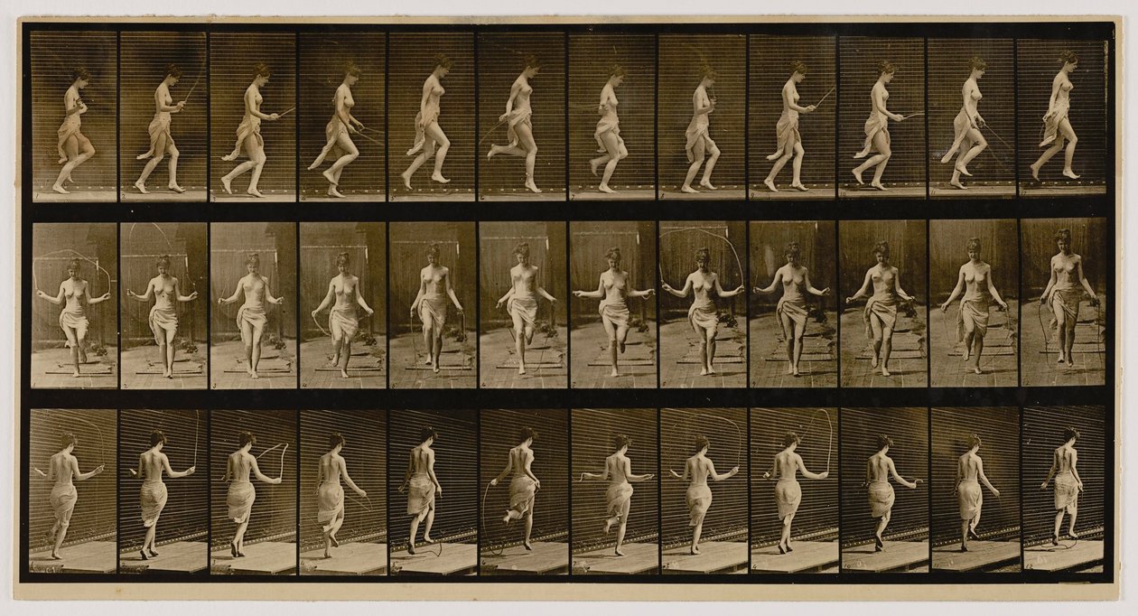 Femme utilisant une corde à sauter, extrait du livre Animal Locomotion - Eadweard Muybridge