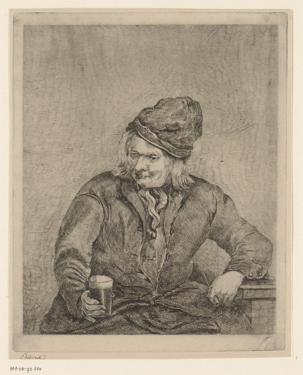 Vieil homme avec un verre et une pipe à la main - Eberhard Cornelis Rahms