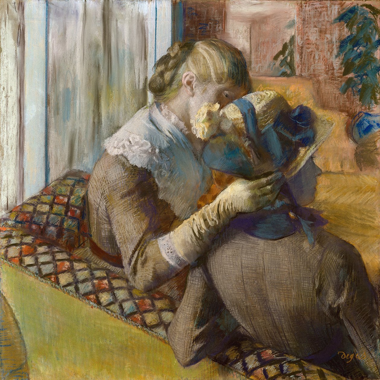 Chez le modiste. Un client essayant un chapeau - Edgar Degas