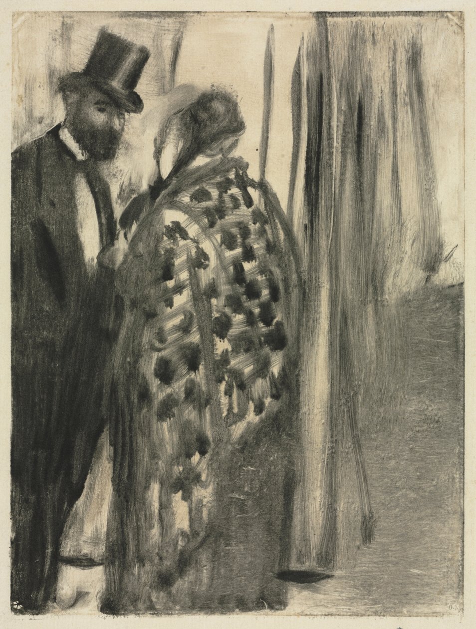 Conversation : Ludovic Halévy et Madame Cardinal (La Conversation) pour "La Famille Cardinal" de Ludovic Halévy, vers 1880-83 (monotype) - Edgar Degas