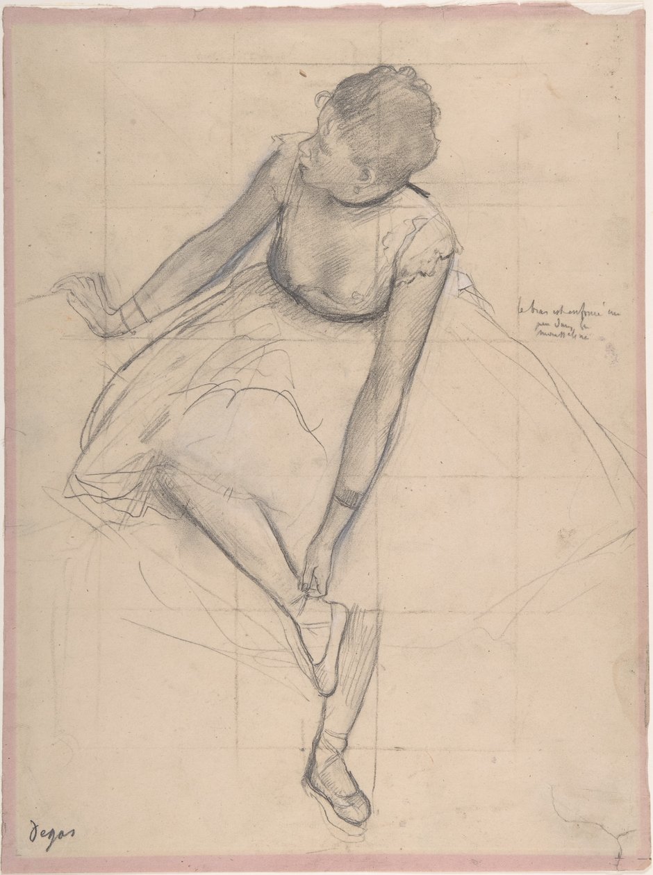 Une danseuse ajustant sa chaussure de danse - Edgar Degas