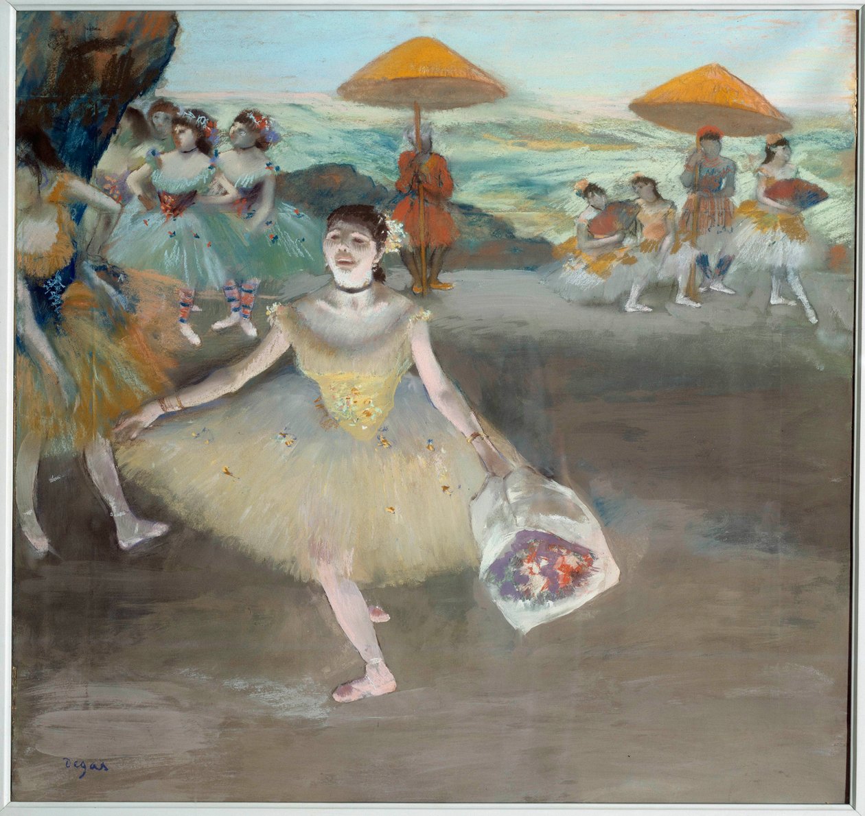 Danseuse avec le bouquet saluant sur scène - Edgar Degas